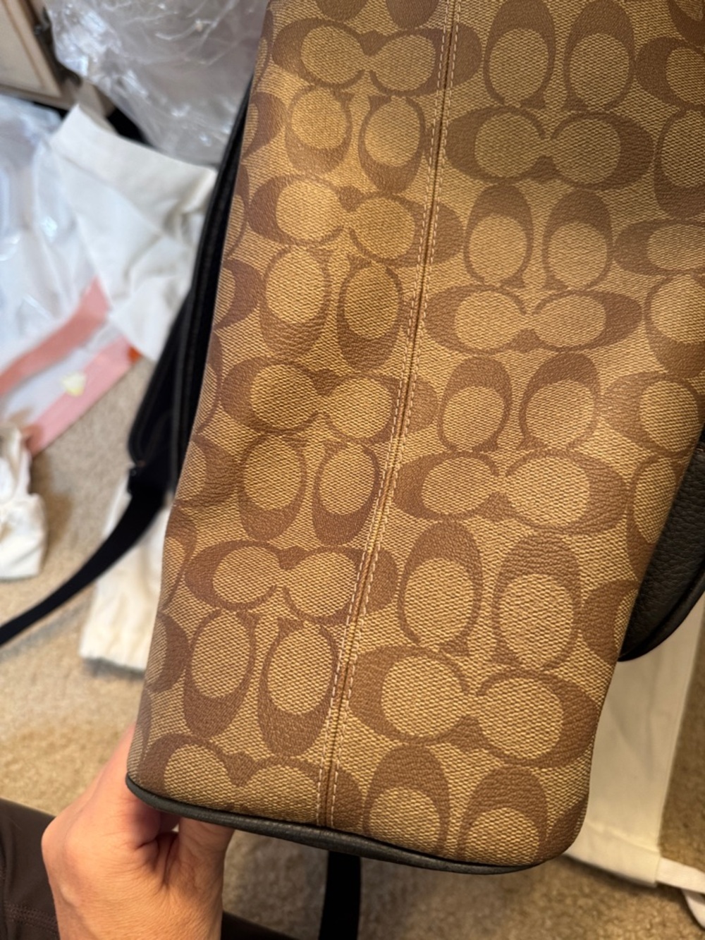 Coach Signature Canvas Backpack in Brown and Black - Picture 12 of 12